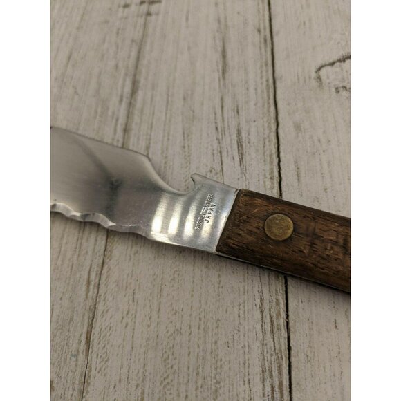 Vegetable Utility All Purpose Carving Slicing Knife Serrated 2 Prongs Japan 12" - Picture 6 of 7